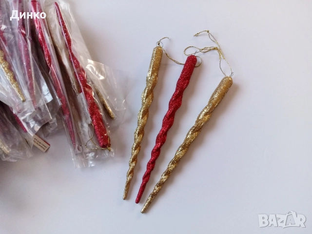 Коледни играчки, висулки, за елха с брокат