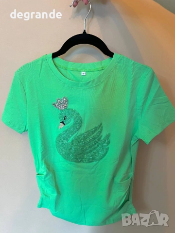 Тениска с лебед , снимка 2 - Тениски - 51736417