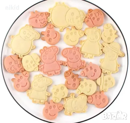 6 бр Пепа Пиг Пеппа Peppa Pig глава пластмасови разглобяеми резци форми фондан форма бисквитки резец, снимка 4 - Форми - 49092484