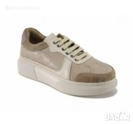 Дамски спортни обувки от естествена кожа в бежов цвят 