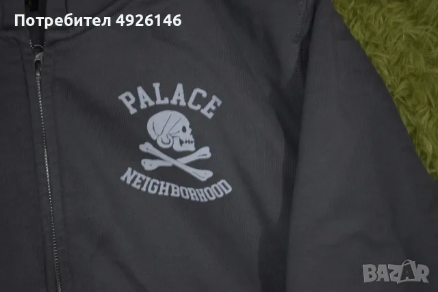 ЧИСТО НОВО! Palace x Neighborhood Skull Zip Hood Charcoal Худи Hoodie, снимка 2 - Суичъри - 55754141