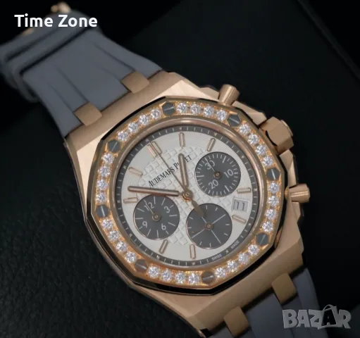 Audemars Piguet Royal Oak Offshore Chronograph 37mm Rose Gold Grey Diamond Дамски Различни Варианти, снимка 3 - Дамски - 48182946