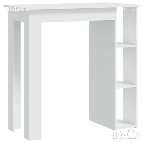 vidaXL Бар маса с рафт, бяла, 102x50x103,5 см, инженерно дърво