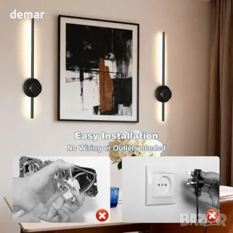 Безжични акумулаторни LED аплици за стена с димер и дистанционно (2 бр.), снимка 6 - Лампи за стена - 55849732