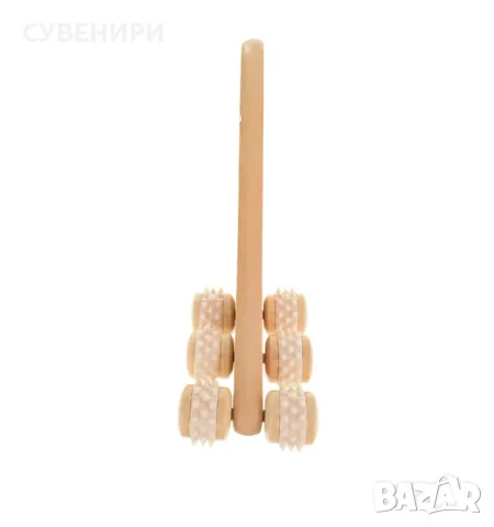 Дървен масажор с удобна дръжка, тип количка с 6 колелца., снимка 2 - Масажори - 49297678