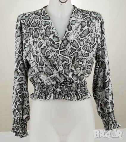 Дамска черна къса блуза с животински принт Javier Larrainzar - S