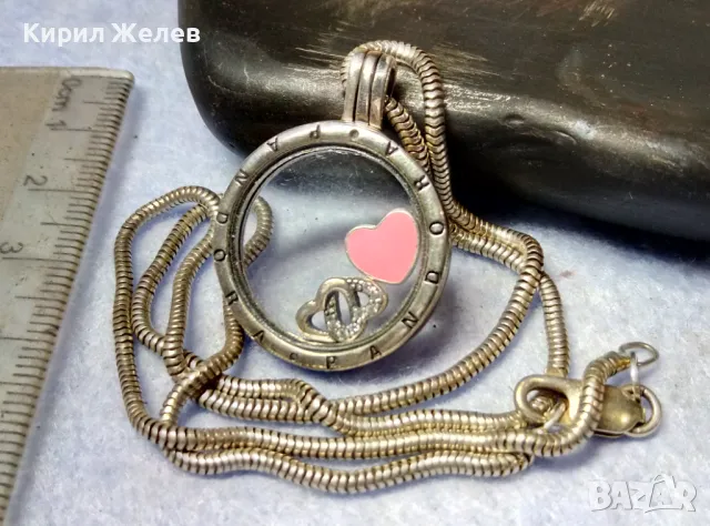 PANDORA Родиран СРЕБЪРЕН МЕДАЛЬОН ПАНДОРА ЦИРКОНИ ЕМАЙЛ и СТЪКЛО с СРЕБЪРНА ВЕРИЖКА СРЕБРО 925 26259, снимка 2 - Колиета, медальони, синджири - 49426341