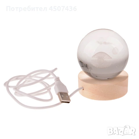 LED Светеща кристална топка/лампа, 3D сензорна- Мида с перла, снимка 3 - Настолни лампи - 50536155