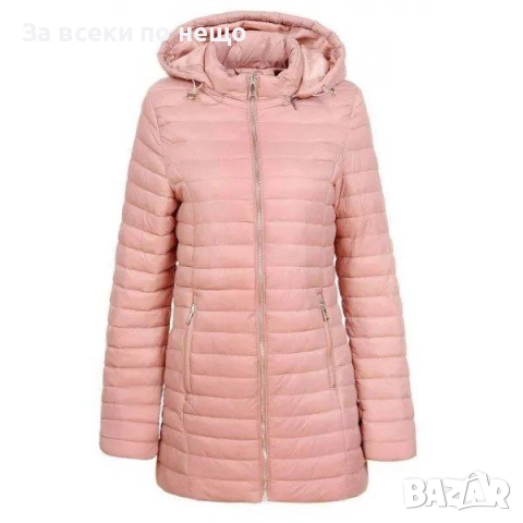 Дамско Яке Цвят Пудра С Качулка Код S399