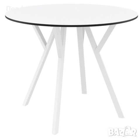 Олекотена трапезна кръгла маса диам. 90см.-бял цвят.Разпродажба