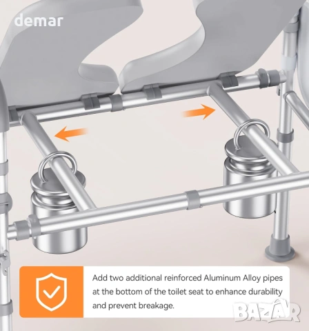 Рамка за тоалетна чиния PopWise за възрастни хора, регулируема, до 227 кг, снимка 6 - Други стоки за дома - 53836955