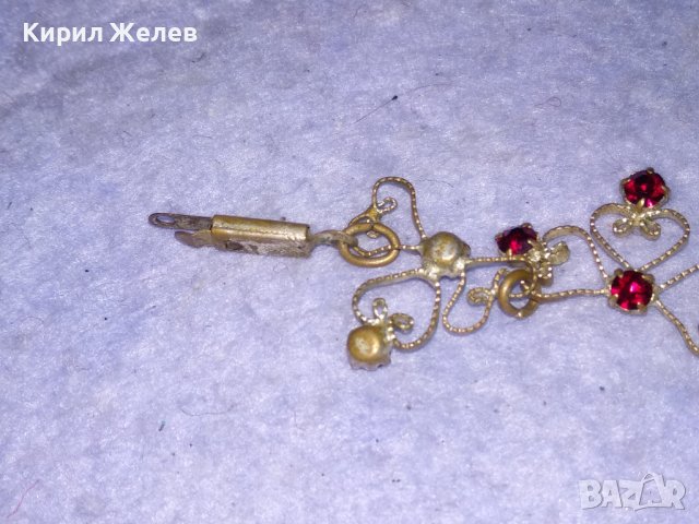 СТАРИННА БРОНЗОВА ПОСРЕБРЕНА АРТ НУВО ОГЪРЛИЦА с ФАСЕТИРАН ГРАНАТ РЪЧНА ФИЛИГРАННА ИЗРАБОТКА 38456, снимка 10 - Антикварни и старинни предмети - 41395958