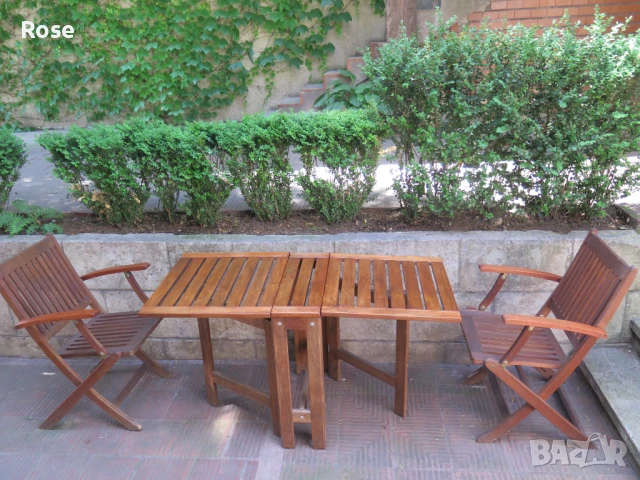 Тиково дърво-двойно сгъваема маса и 2бр.столове  ,Скандинавски мебели