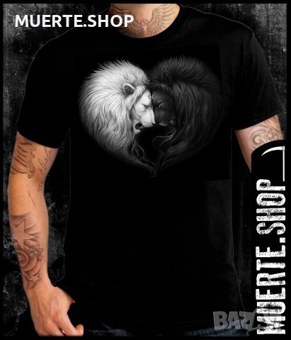 Черна тениска с щампа IN YAN LIONS