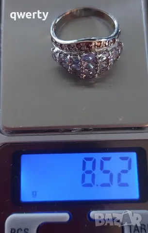 Сребърен пръстен с танзанити, снимка 3 - Пръстени - 47581311