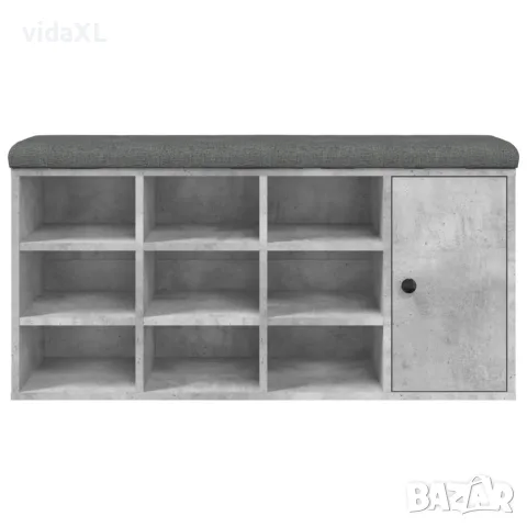 vidaXL Пейка за обувки, бетонно сив, 102x32x50 см, инженерно дърво, снимка 5 - Маси - 56148120