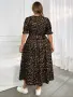 SHEIN 8XL Елегантна ежедневна бохо рокля голям размер с леопардов принт и къс ръкав , снимка 2