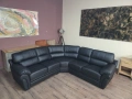 Черен кожен ъглов диван, снимка 6