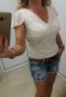 УНИКАЛНО КРАСИВА бяла блуза от тюл, цялата обшита с пайети и синци, снимка 2