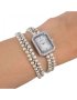 Дамски часовник Sousou комплект с гривна бял/сребрист, снимка 1