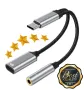 Преходник от USB C към 3,5 мм Aux жак за слушалки и адаптер за зарядно USB C с PD 60 W бързо зарежда, снимка 15