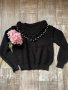 Кокетен елегантен  черен пуловер с перли , снимка 7