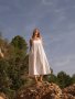 Нова дълга елегантна бяла рокля теменужки 100% памук , снимка 13