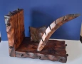 Масивен Дървен Стопер за Книги Дърворезба , снимка 6
