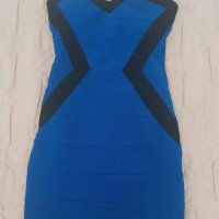 Къса синя рокля по тялото р-р С, снимка 1 - Рокли - 40529343