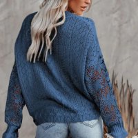 Дамски пуловер с дълъг ръкав с изрязани венчелистчета, 3цвята - 023, снимка 15 - Блузи с дълъг ръкав и пуловери - 39343746