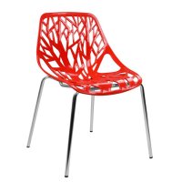 червен пвц стол с хром крака , снимка 1 - Столове - 41870343