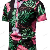 Мъжка лятна модна риза с щампа с къс ръкав - 023, снимка 1 - Ризи - 40920753