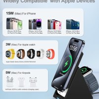 Зарядно Magsafe за iPhone 12/13/14/15 Pro Max Mini Plus, 3 в 1, снимка 4 - Безжични зарядни - 44389191