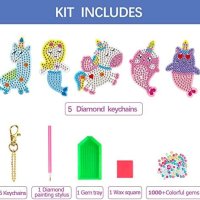 Нов комплект за рисуване с диаманти Изработване ключодържатели със скъпоценни камъни Деца 3-8 години, снимка 3 - Други - 41952485