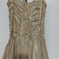 Уникална златиста рокля размер S, снимка 3 - Рокли - 35760526