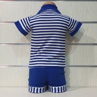 Ново детско моряшко комплектче: тениска с яка и котва+шорти, 12-18 месеца, 18-24 месеца, снимка 2 - Комплекти за бебе - 33839390