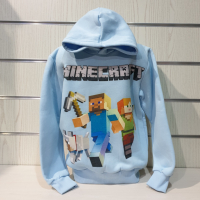 Нов детски суичър с дигитален печат MINECRAFT в светлосин цвят, снимка 3 - Детски анцузи и суичери - 36230994