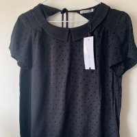 Нова черна дамска блуза, снимка 2 - Тениски - 40065104