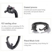 Сребърен пръстен черна котка Модел 024, снимка 6 - Пръстени - 40052842