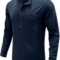 Мъжка едноцветна риза с дълъг ръкав Defender Performance Henley, 6цвята - 023, снимка 4 - Ризи - 40889959