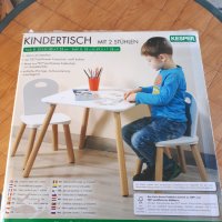 Детска маса и два стола Kesper Kinder Germany със забележка , бял цвят, снимка 3 - Мебели за детската стая - 30697243