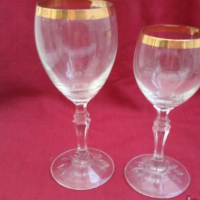 кристални чаши с златен кант , снимка 6 - Антикварни и старинни предмети - 19008457