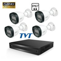 TVT Комплект FULL-HD с 4 IR камери за външен монтаж и хибриден DVR, снимка 1 - Комплекти за видеонаблюдение - 42394491