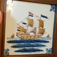 Холандско порцеланово пано за стена кораб, снимка 3 - Декорация за дома - 40835267