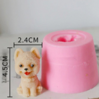 3D куче кученце Померан Пудел цилиндър 2 вида силиконов молд форма калъп декор торта гипс сапун свещ, снимка 2 - Форми - 29649047