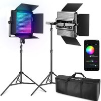 Нов комплект фотографско видео осветление NEEWER 2 броя RGB1200 LED видео лампа, снимка 1 - Светкавици, студийно осветление - 42268227