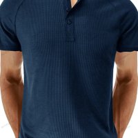 Мъжка модна лятна рипсена тениска Henley, 6цвята - 023, снимка 12 - Тениски - 41566640