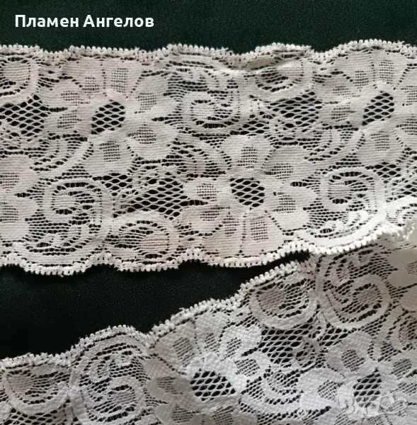 Бяла дантела-еластична ликра, коприна. , снимка 1