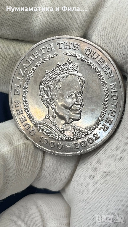 Монета 5 паунда  2002 Мемориал на кралицата майка, снимка 1
