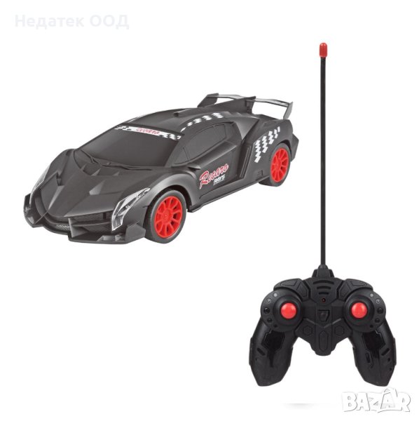 RC състезателен автомобил с дистанционно и светлини, 1:16 / 27MHz,Черен, снимка 1